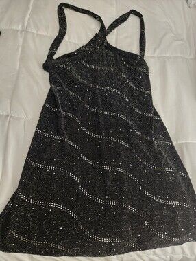ZARA Black Sparkle Strappy Slip Dress NWOT Size M